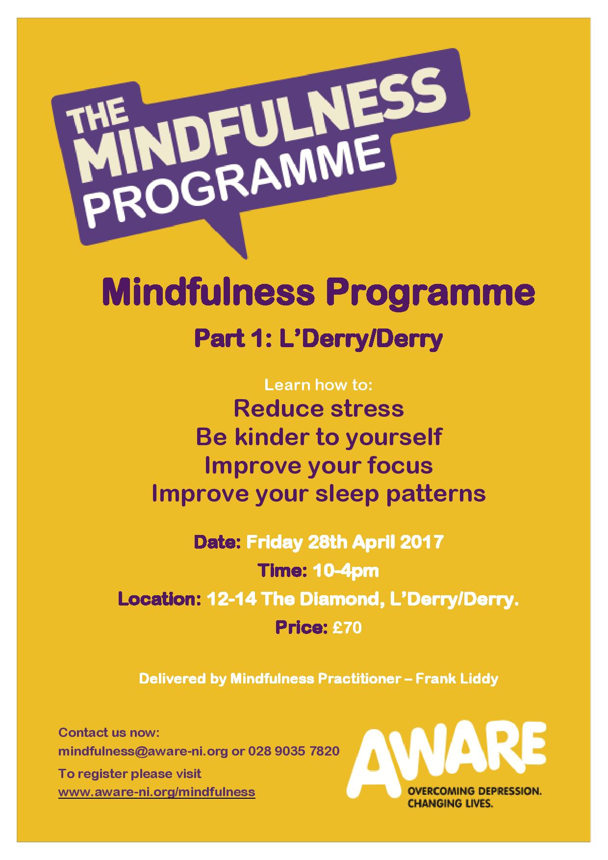 New Mindfulness programme (Part 1) - Derry/Londonderry (Full day)