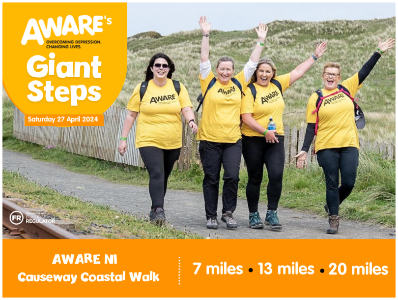 Experience the energy of last year's Giant Steps event captured in this dynamic image featuring three enthusiastic participants. Get ready for this year's event on Saturday, April 27, 2024, with route options of 7, 13, or 20 miles!