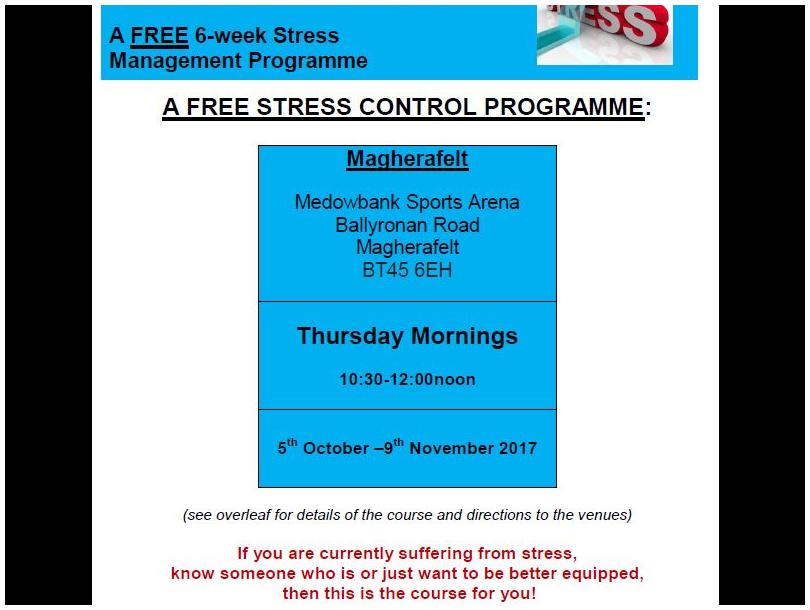 Free “Stress Control” classes are starting in MAGHERAFELT on 5th October 2017