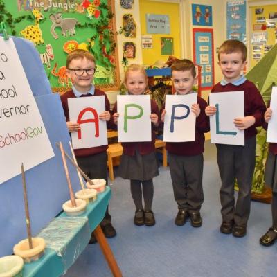 Pupils from Castle Gardens Primary School, Newtownards help to launch a new campaign to encourage applications to the role of school governors across Northern Ireland. 