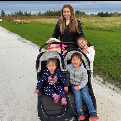 Emma Dowds Tsang and her children support Cancer Focus NI's March a Million challenge