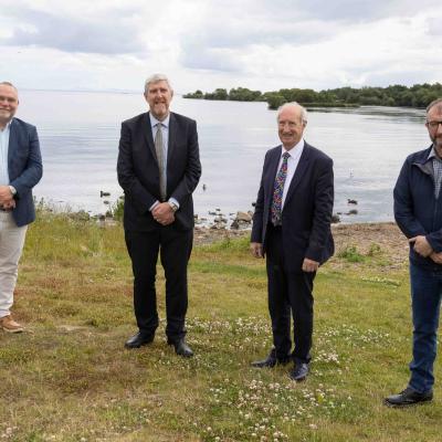 Minister for Infrastructure, John O’Dowd, has met with stakeholders of Lough Neagh Partnership and has given his commitment to establishing a formal relationship with the organisation. Following the meeting at Ballyronan Marina, the Minister is pictured with Gerry Darby, Strategic Manager at Lough Neagh Partnership; Arnold Hatch, Chairperson of Lough Neagh Partnership; and Dr William Burke, Landscape Partner Manager at Lough Neagh Partnership. www.loughneaghpartnership.org