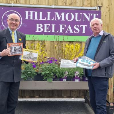Author Aidan Campbell is pictured with Robin Mercer of Hillmount. Aidan’s books have raised £150,000 for charity through sales at the family owned garden centre. www.hillmount.co.uk