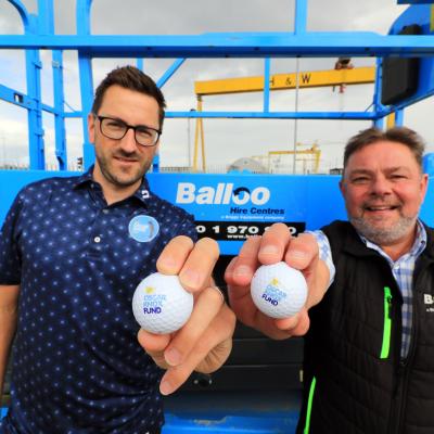 Oscar Knox dad, Stephen Knox is pictured with Stephen Marshall of Balloo Hire, as they launch the eighth annual Oscar Knox Cup. oscarknoxcup@gmail.com   