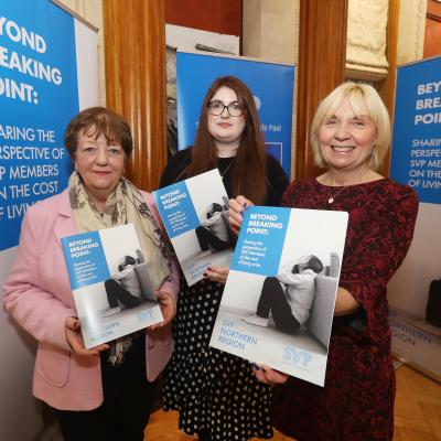 Mary Waide, Regional President of SVP North Region, is pictured with Connie Egan MLA and Pauline Brown, SVP Regional Manager, at the launch of Beyond Breaking Point