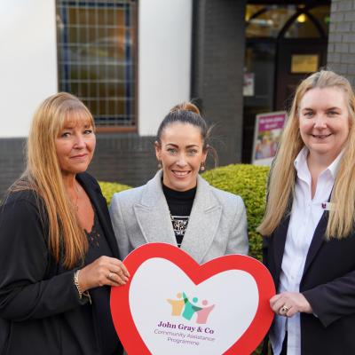 Funeral Manager Barbara Wilson and Senior Funeral Arranger Sandra Williamson from John Gray and Co with Lynsey Lynch from Kilcooley Womens Centre 