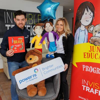 Pictured from left to right: Barry Rogan from Power NI and Gayle Bunting, CEO of Invisible Traffick