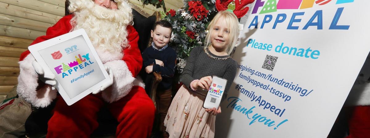 James Waide (6) and Evie Forsyth (5) from Belfast show Santa how to make a donation to this year’s The Salvation Army and St Vincent de Paul Family Appeal. The Family Appeal has benefited from the enormous generosity of the public who have donated thousands of toys in previous years. However, due to the pandemic, the usual toy collection has been replaced by the opportunity for people to make an online donation. To donate, please visit www.justgiving.com/fundraising/familyappeal-tsasvp