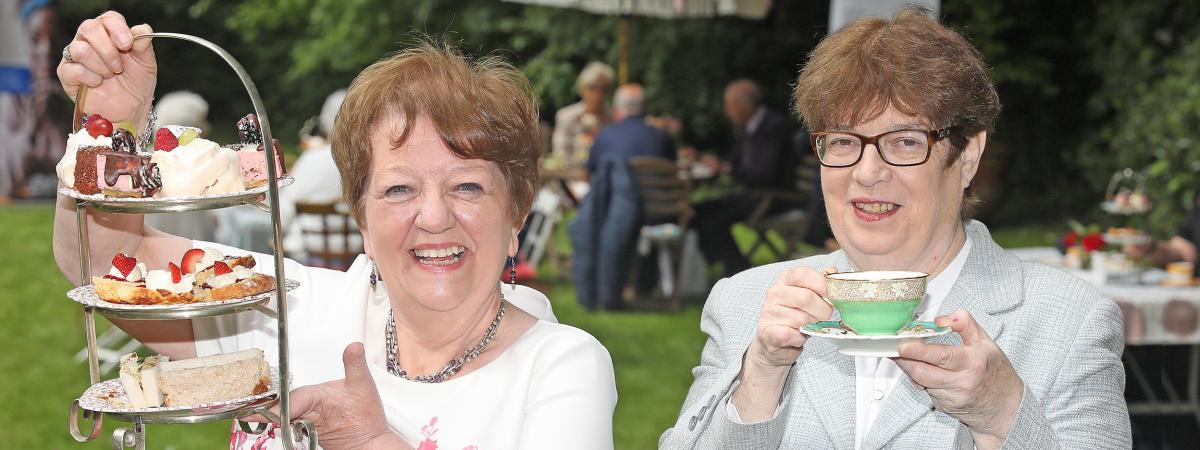 St Vincent de Paul National President, Rose McGowan, joins Mary Waide, Regional President of SVP North Region (left), at a garden party to celebrate Volunteers’ Week, to say thank you to volunteers who are marking milestone anniversaries of volunteering with the Society this year. www.svpni.co.uk