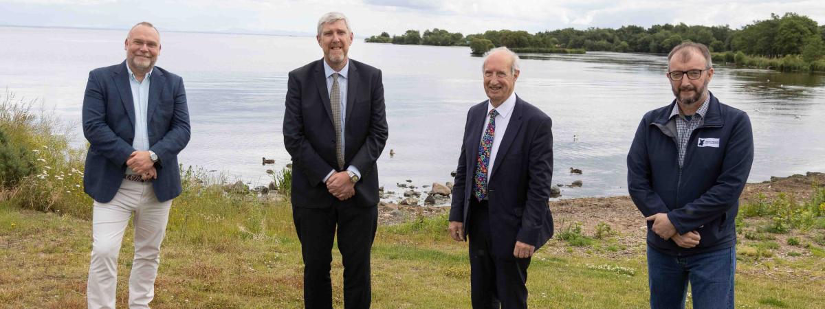 Minister for Infrastructure, John O’Dowd, has met with stakeholders of Lough Neagh Partnership and has given his commitment to establishing a formal relationship with the organisation. Following the meeting at Ballyronan Marina, the Minister is pictured with Gerry Darby, Strategic Manager at Lough Neagh Partnership; Arnold Hatch, Chairperson of Lough Neagh Partnership; and Dr William Burke, Landscape Partner Manager at Lough Neagh Partnership. www.loughneaghpartnership.org