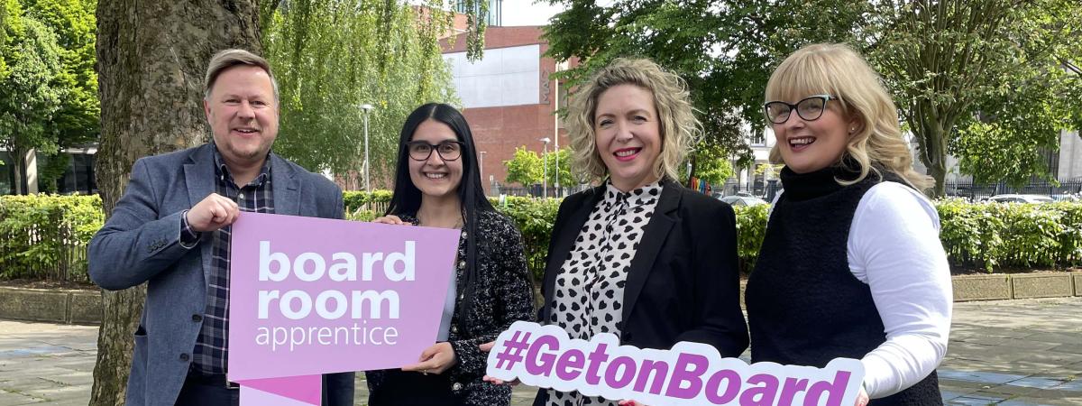 2022 Boardroom Apprentices Craig Service, Alex Deonarine, Clodagh Palmer and Gillian Orr