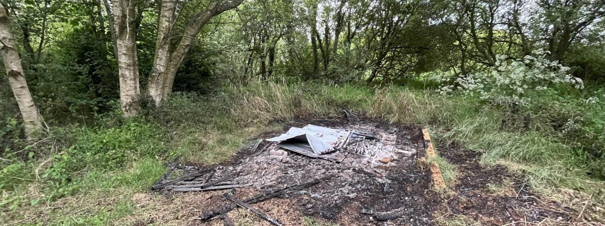 Shed burnt at Killycolpy area of Lough Neagh