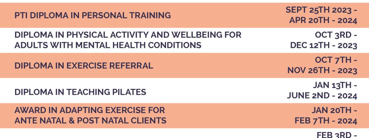 Course Timetable 2023-2024