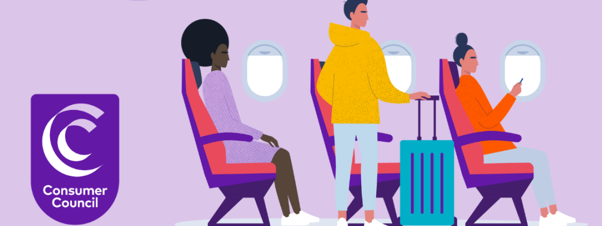 illustration - people standing/sitting on a plane