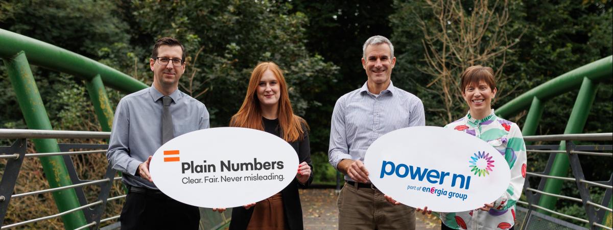 Pictured left to right: William Steele, Director of Power NI Customer Solutions, Ashleigh O’Neill, Senior Marketing & Communications Executive at Power NI, Mike Ellicock, Chief Executive of Plain Numbers, Gwyneth Compston, CSR Manager at Power NI.