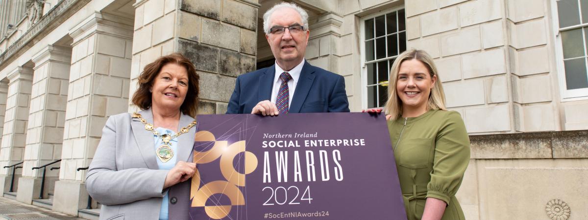 L-R) Mayor of Derry City & Strabane, Councillor Patricia Logue, Colin Jess Chief Executive of Social Enterprise NI and Cathy Keenan, Enterprise and Business Growth Manager GoSucceed