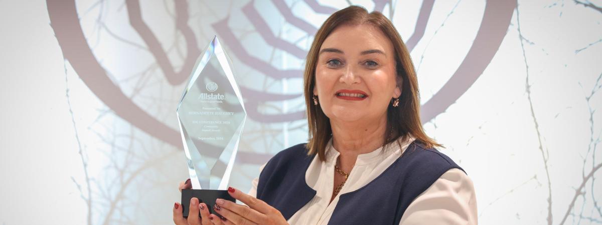  Allstate NI's Business Engagement Coordinator Bernadette Haughey has won Allstate's IDE Community Impact Award for 2024.