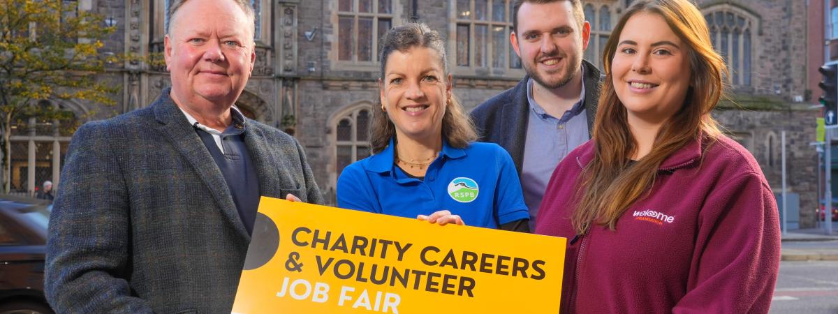 Pic 1 (L-R) Richard Cherry, Charity Jobs NI with Jess McVicar, Head of Engagement for RSPB and Chris Bunce, Chairty Jobs NI and  Lauren Gilliland, Volunteer Development and Marketing Officer.jpg