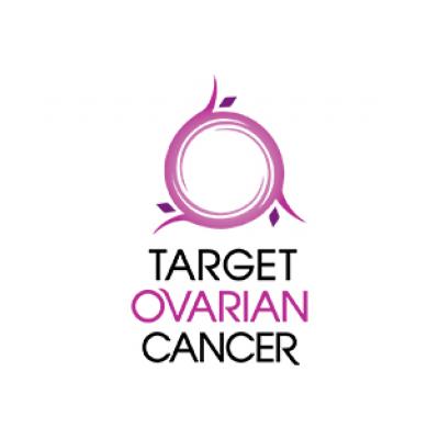 A logo with pink circle and the words Target Ovarian Cancer