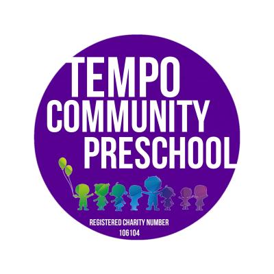 purple circle with Tempo Community Preschool and silhouettes of rainbow coloured children holding hands