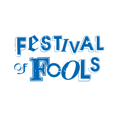 Festival of Fools logo in blue