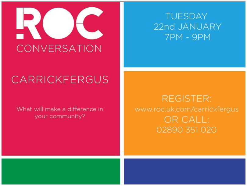 Join us on the 22nd January for the Carrickfergus ROC Conversation!