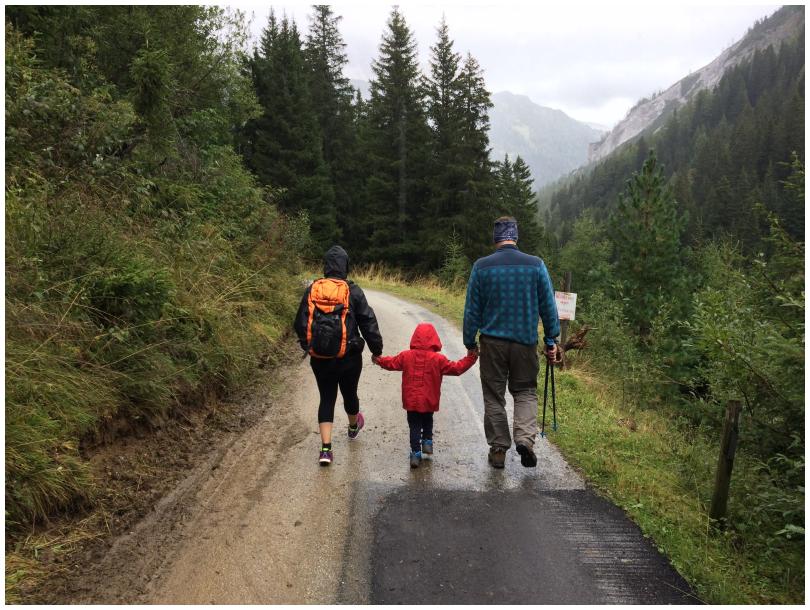 A family hiking