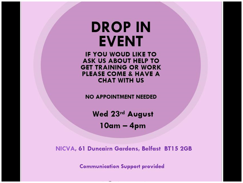 drop in event, 23rd august NICVA 