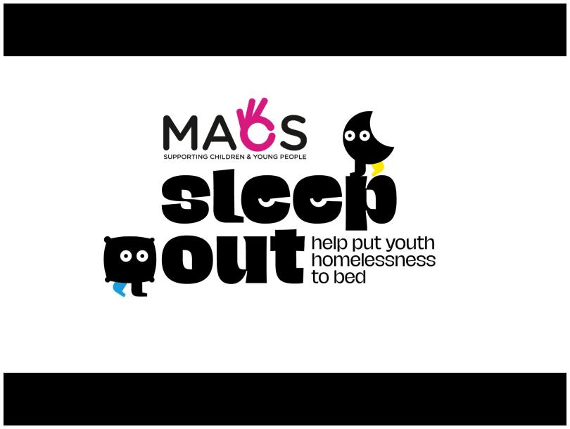 Logo for MACS Sleep Out fundraising event to end youth homelessness