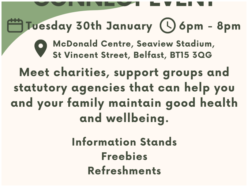 ROC North Belfast Health & Wellbeing Event / 30th January / 6pm - 8pm