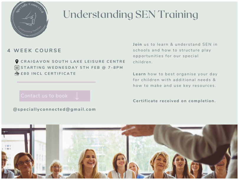 SEN Classroom and General Assistant Training Flyer with information about the course. 