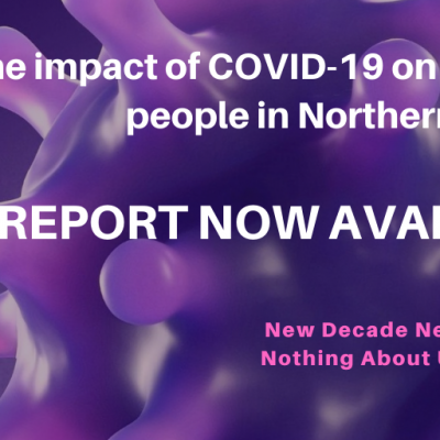 Purple covid graphic - The impact of COVID-19 on disabled people in NI. Report now available