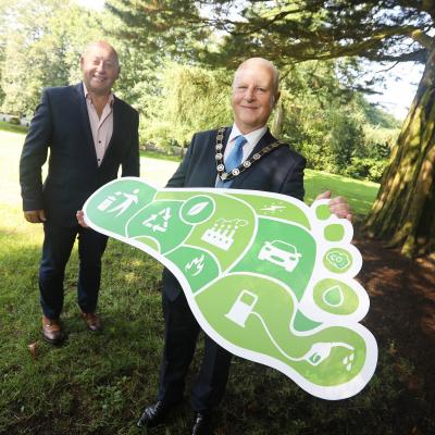 The Chair of Fermanagh and Omagh District Council, Councillor Errol Thompson, is pictured with Denny Elliott, Head of Self Help Africa Northern Ireland, launching the charity’s carbon offsetting campaign. Small and medium sized companies across Fermanagh and Omagh are being encouraged to join with the charity and plant a million new trees both here in Northern Ireland and in Africa, while offsetting their carbon footprint.