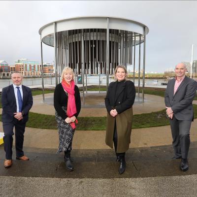 Maritime Belfast Trust welcomes new Trustees to their Board. L-R  Kyle Black, Marie-Thérèse McGivern, Chair of Maritime Belfast Trust, Judith Davis & Tim Losty 