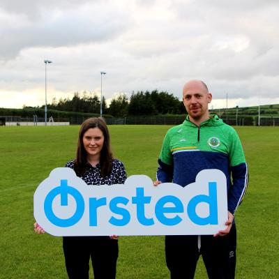 Pictured (L-R) is Kellie Rouse from Ørsted and Kevin Devine from Clann na nGael GAC 