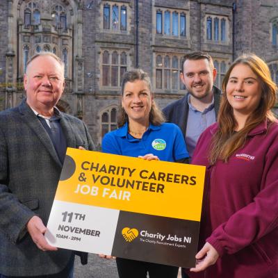 Pic 1 (L-R) Richard Cherry, Charity Jobs NI with Jess McVicar, Head of Engagement for RSPB and Chris Bunce, Chairty Jobs NI and  Lauren Gilliland, Volunteer Development and Marketing Officer.jpg