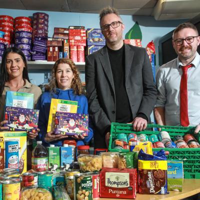 Pictured (L-R) is Dundonald Foodbank co-ordinator Carol Izzard, Choice Housing Area Manager Courtney Watton, Jonny Currie (Trussell’s Network Lead in Northern Ireland) and Choice Housing’s Financial Inclusion Manager Aidan McCrea.